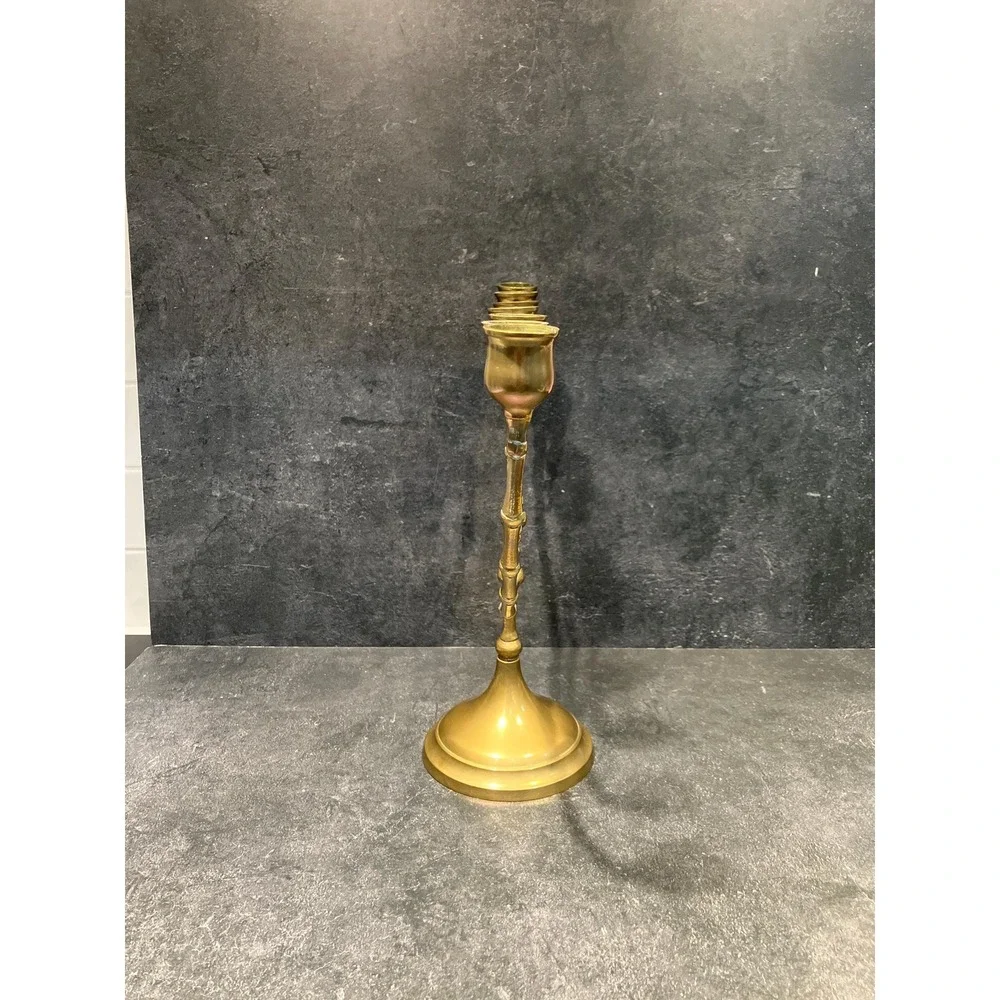 Vintage Brass 7-Arm Menorah: Bamboo‎ Style Hanukkah Candelabra